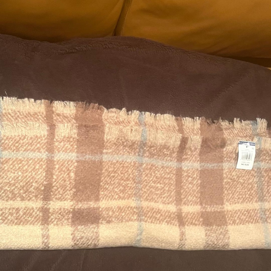 Ralph Lauren Brand New Nwt Womans Wool ShawlScarf 26 X 81 Camel